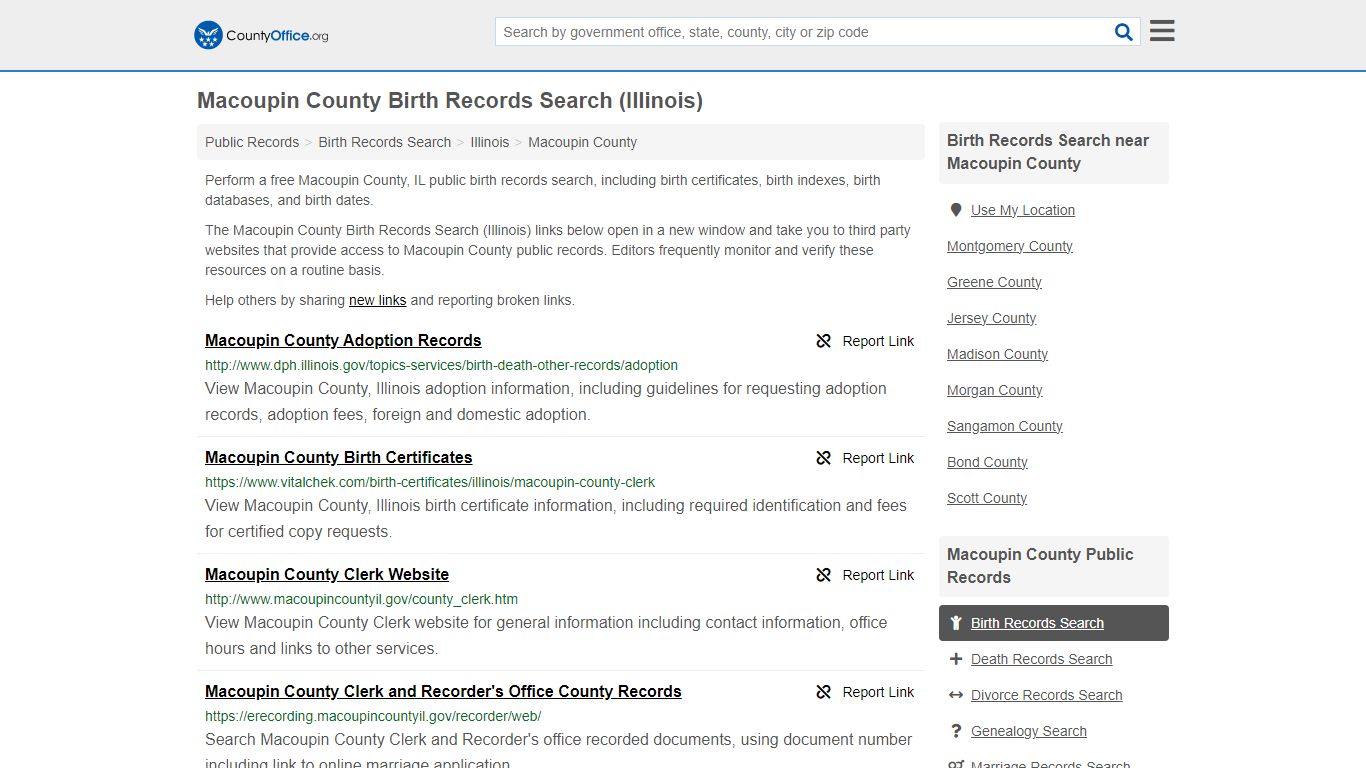 Macoupin County Birth Records Search (Illinois) - County Office